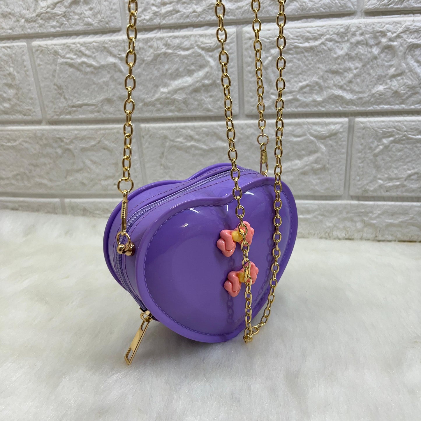 Sling Bag for Girls Stylish Cross Body Bag PVC Heart Design Bag