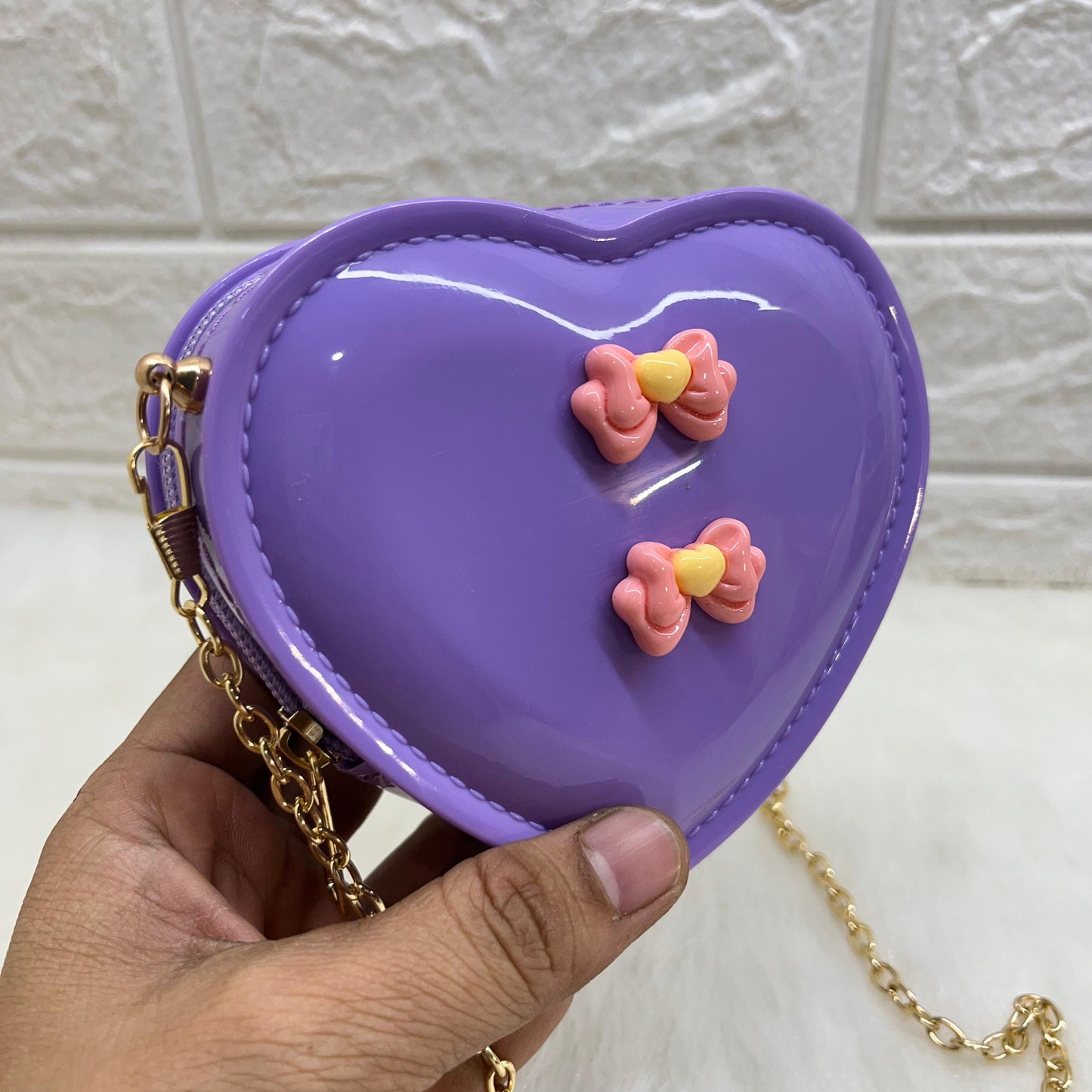 Sling Bag for Girls Stylish Cross Body Bag PVC Heart Design Bag