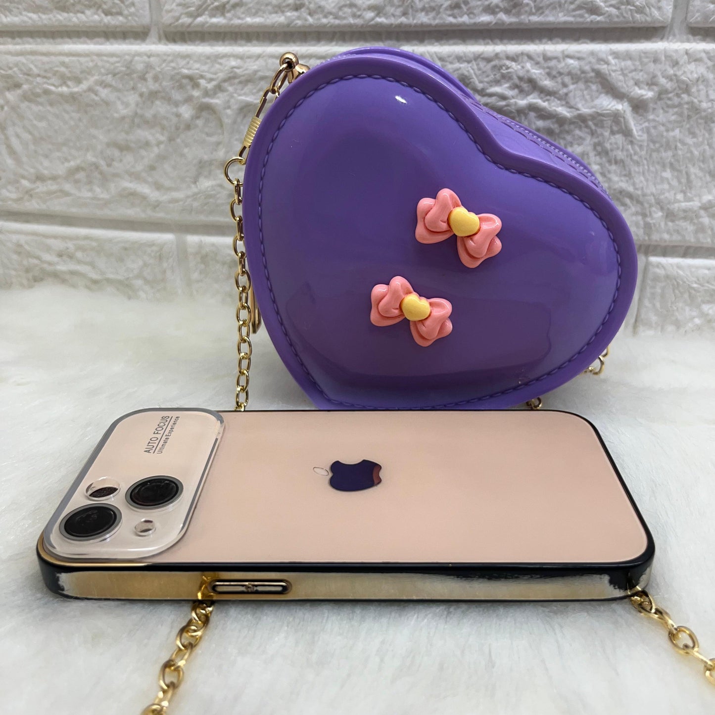 Sling Bag for Girls Stylish Cross Body Bag PVC Heart Design Bag