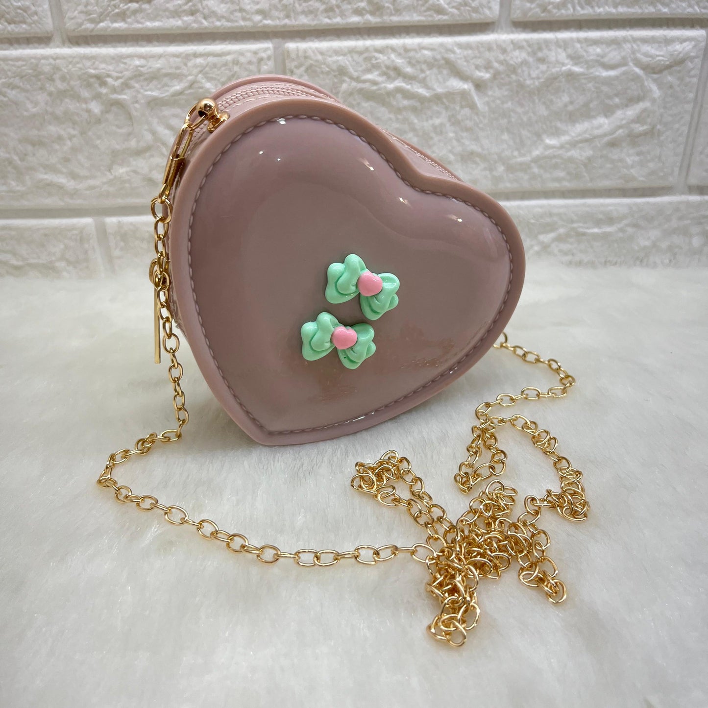 Sling Bag for Girls Stylish Cross Body Bag PVC Heart Design Bag