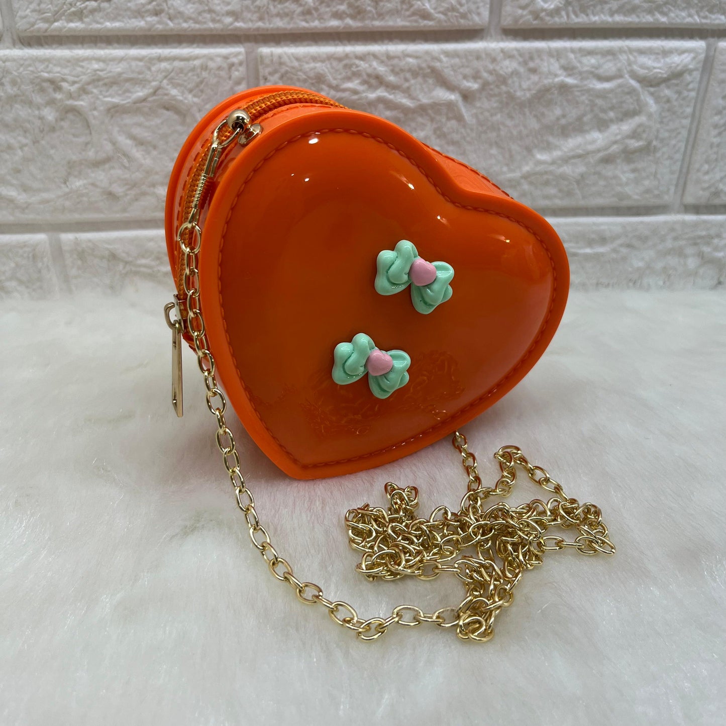 Sling Bag for Girls Stylish Cross Body Bag PVC Heart Design Bag