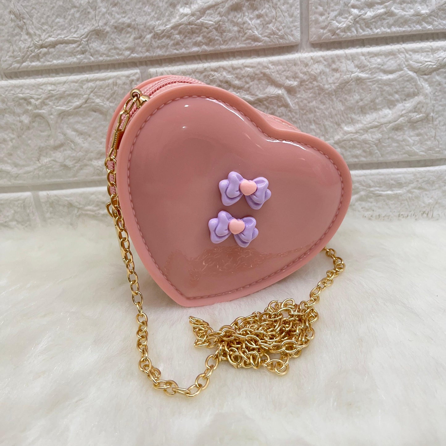Sling Bag for Girls Stylish Cross Body Bag PVC Heart Design Bag