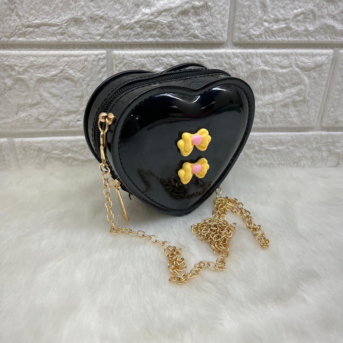 Sling Bag for Girls Stylish Cross Body Bag PVC Heart Design Bag