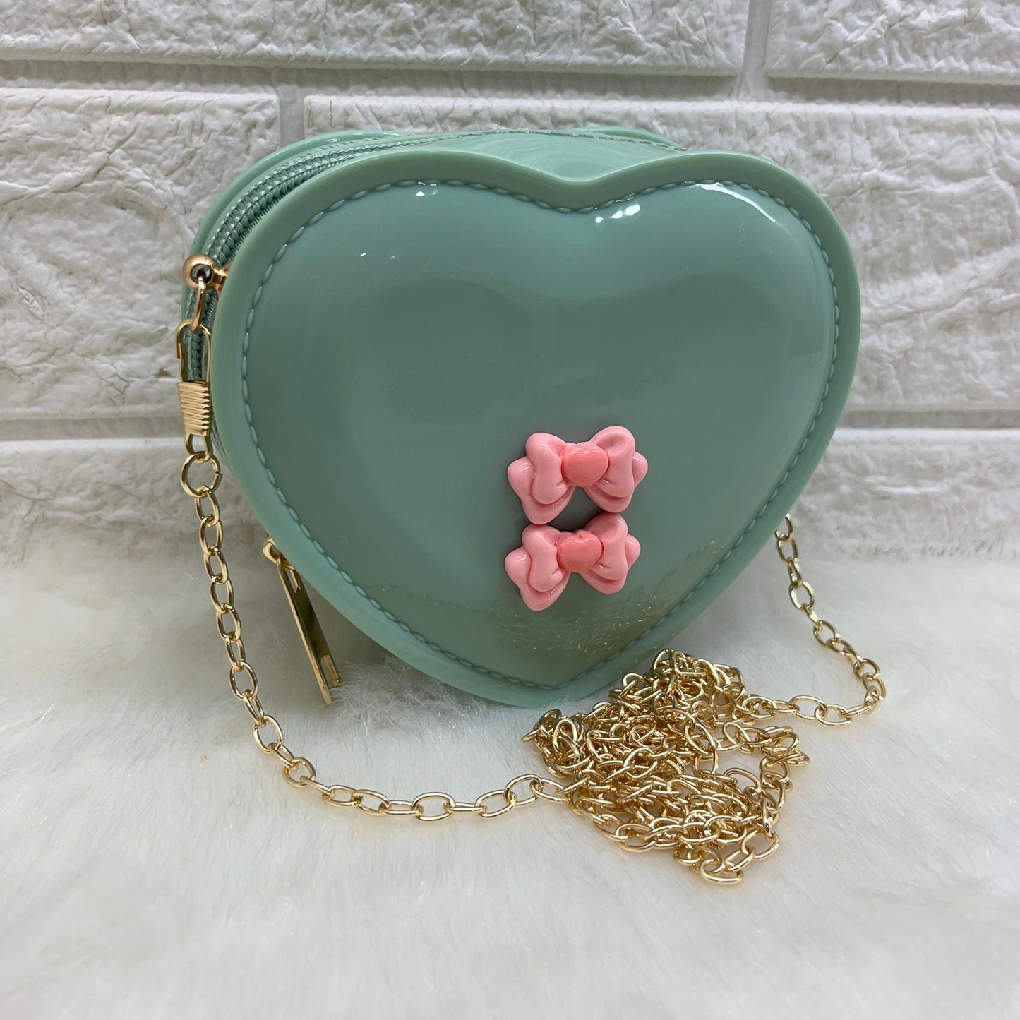 Sling Bag for Girls Stylish Cross Body Bag PVC Heart Design Bag