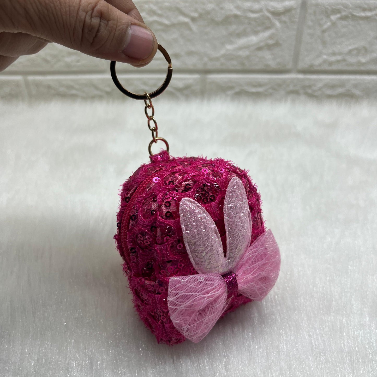 Girls Embroidery Zipper Mini Reversible Sequin Purse Key chain Pouch Bag (Multicolour, 8 x 7 x 4 cm)quin Purse Key chain Pouch Bag