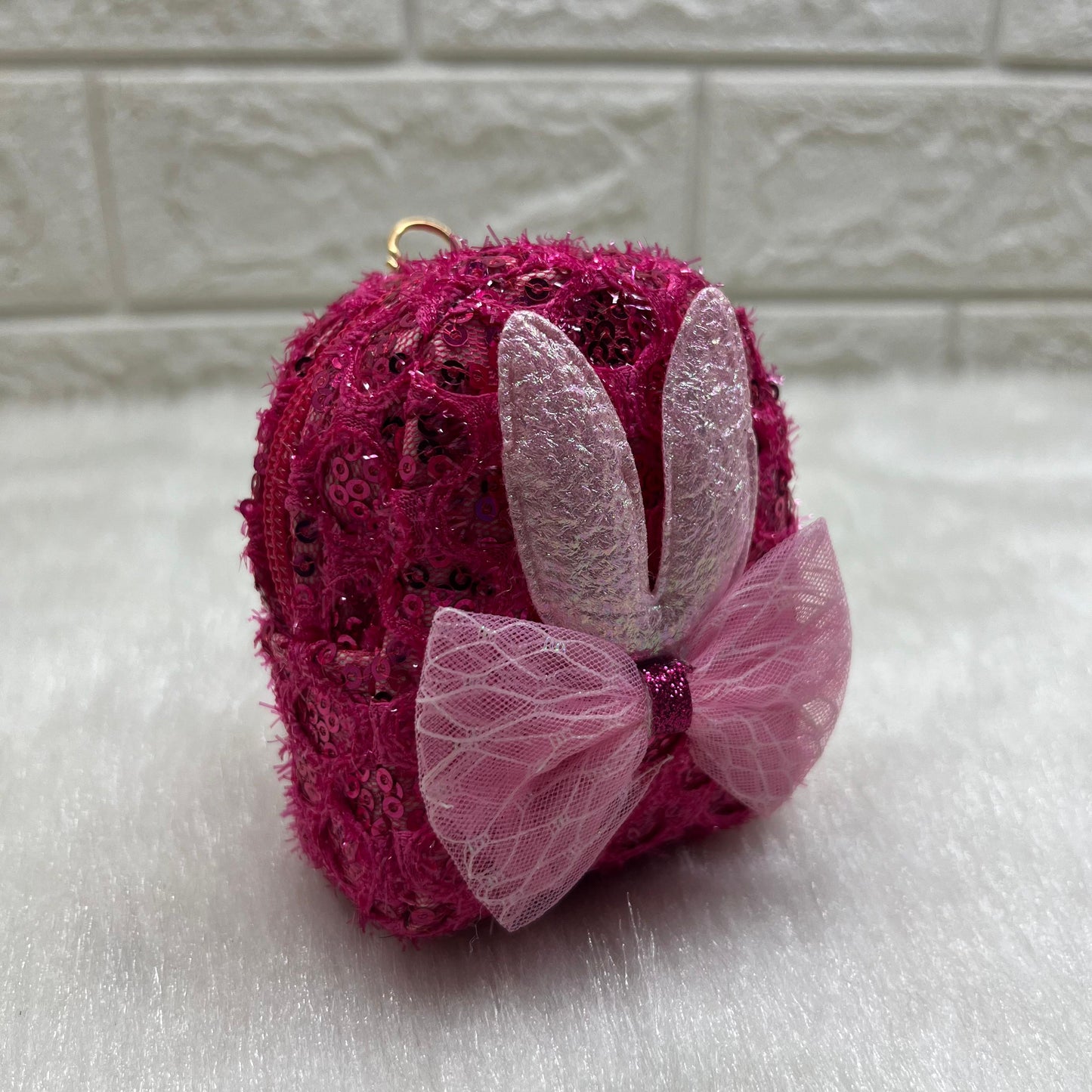 Girls Embroidery Zipper Mini Reversible Sequin Purse Key chain Pouch Bag (Multicolour, 8 x 7 x 4 cm)quin Purse Key chain Pouch Bag