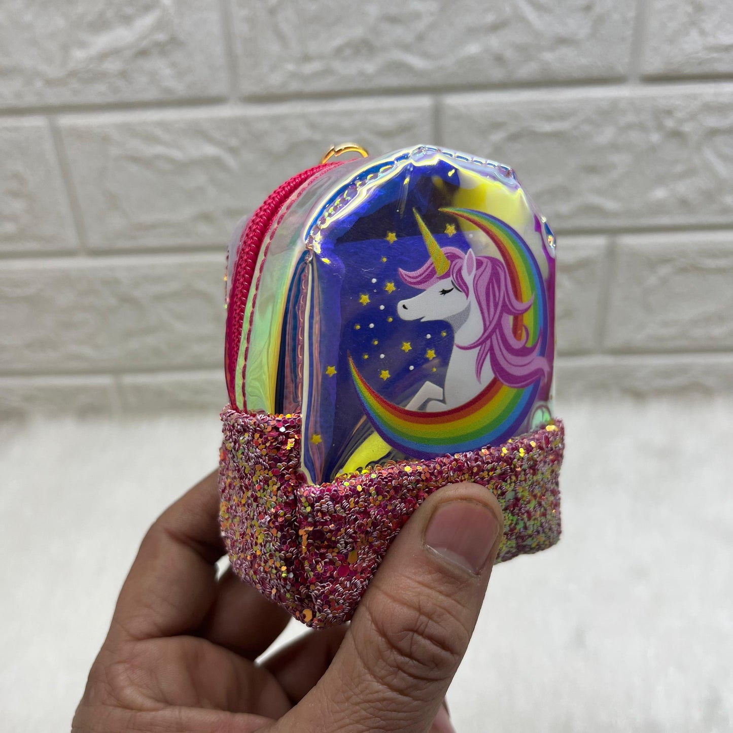 Girls Embroidery Zipper Mini Reversible Sequin Purse Keychain Pouch Bag (Multicolour, 10 x 7 x 5cm)Girls Embroidery Zipper Mini Reversible Sequin Purse Key chain Pouch Bag (Multicolour, 8 x 7 x 4 cm)