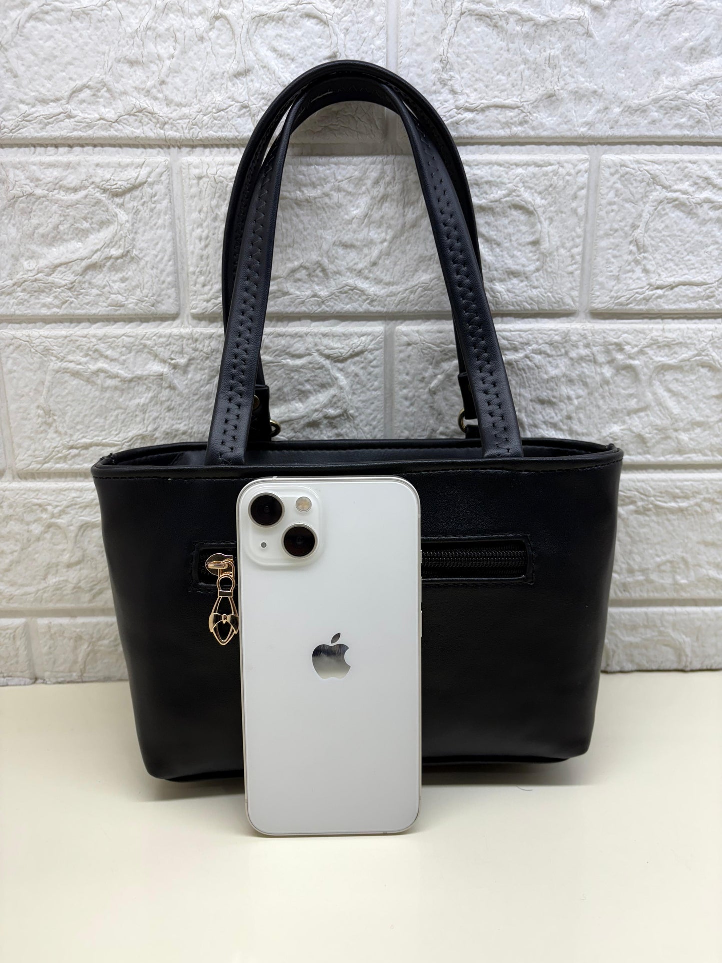 BATUTA - Women's Quilted Tote Small Handbag,  Leather, Plaid Pattern Design with Metal Accents