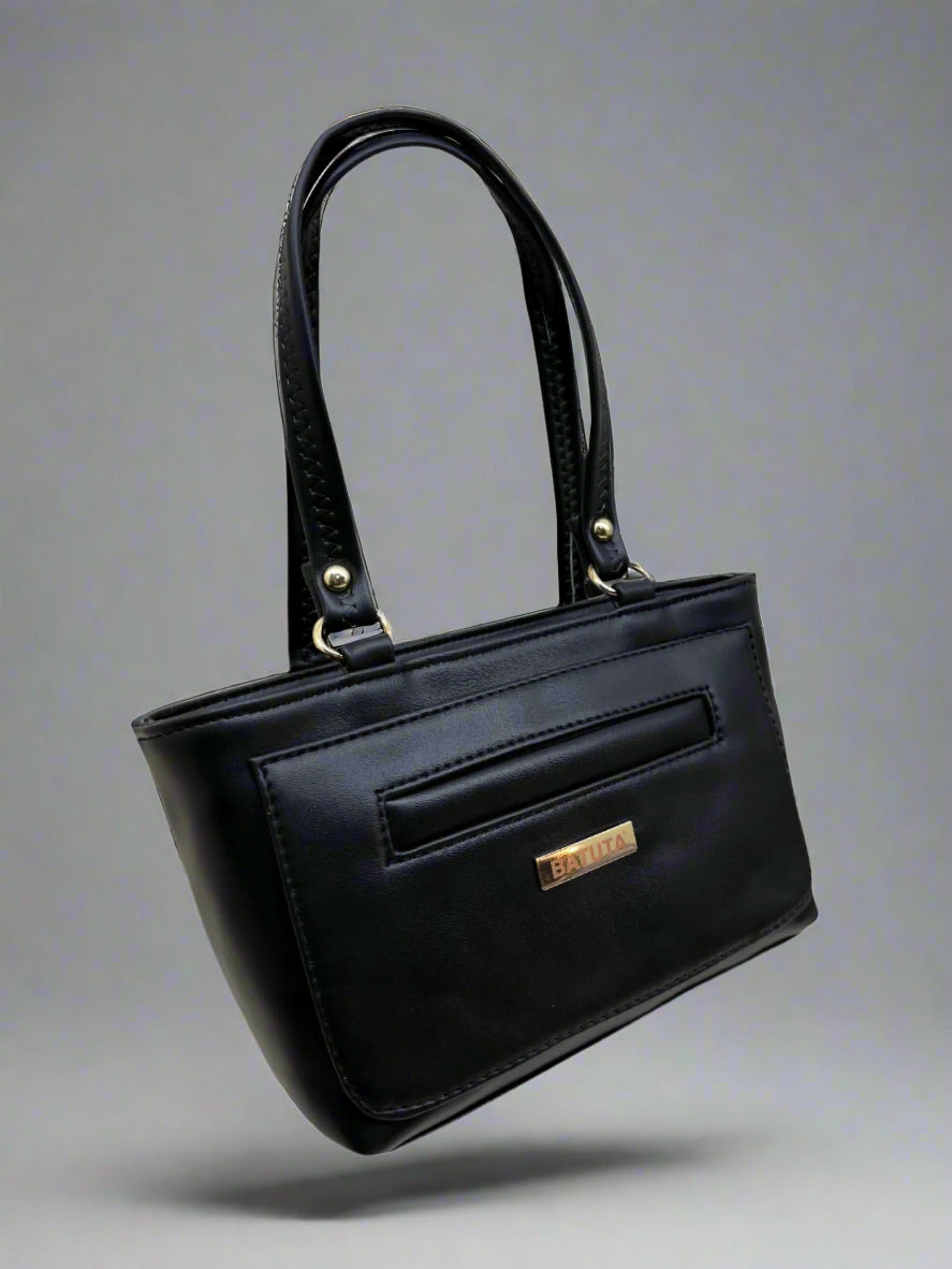 BATUTA - Women's PU Leather Small Handbag, Classic Tote Purse with Front Pocket, (Pink)