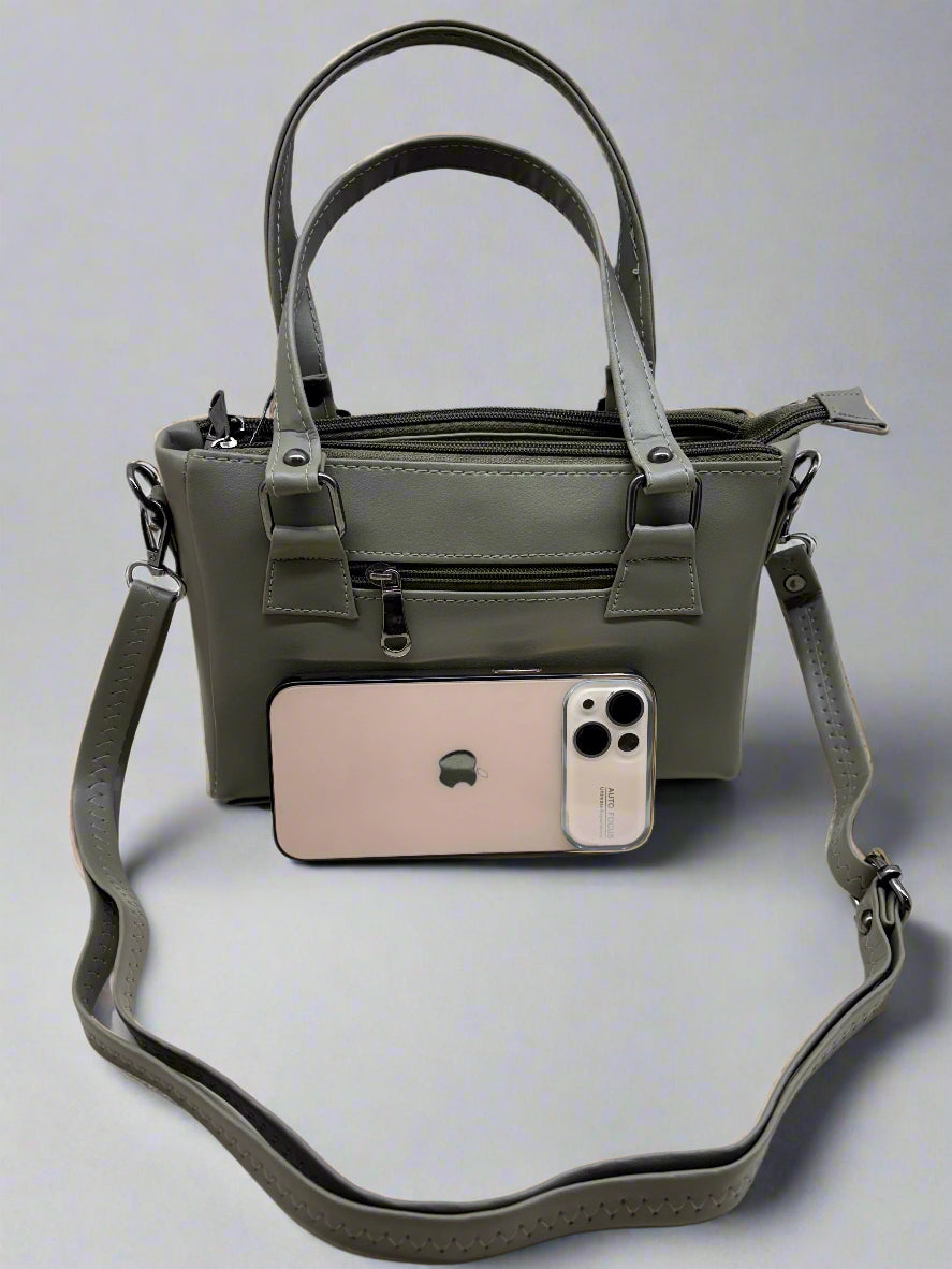 Batuta - Solid Structured Handbag with Adjustable and Detachable Sling Strap for Women and Girls