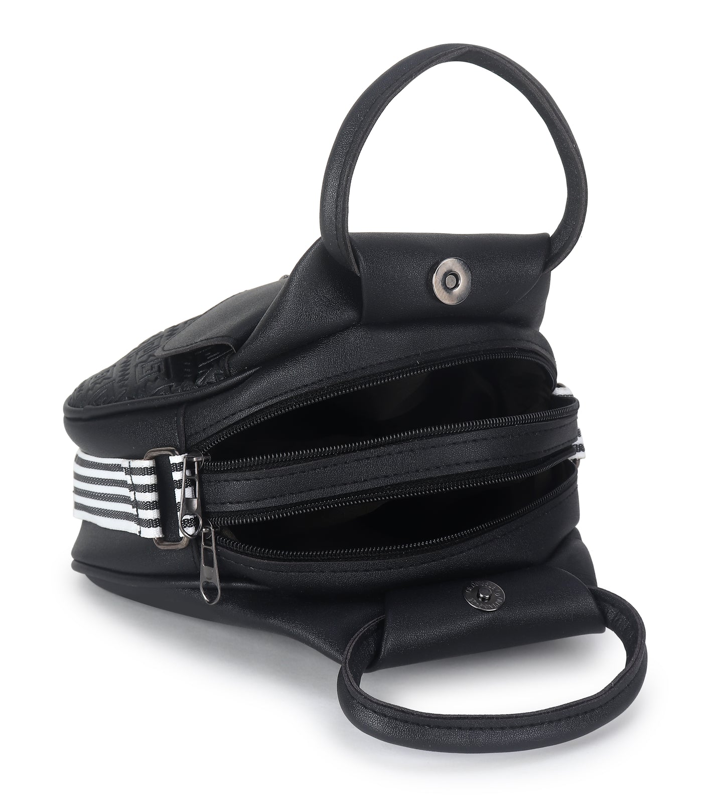 Women's Multi-Zipper Sling Bag, PU Leather Crossbody Purse,