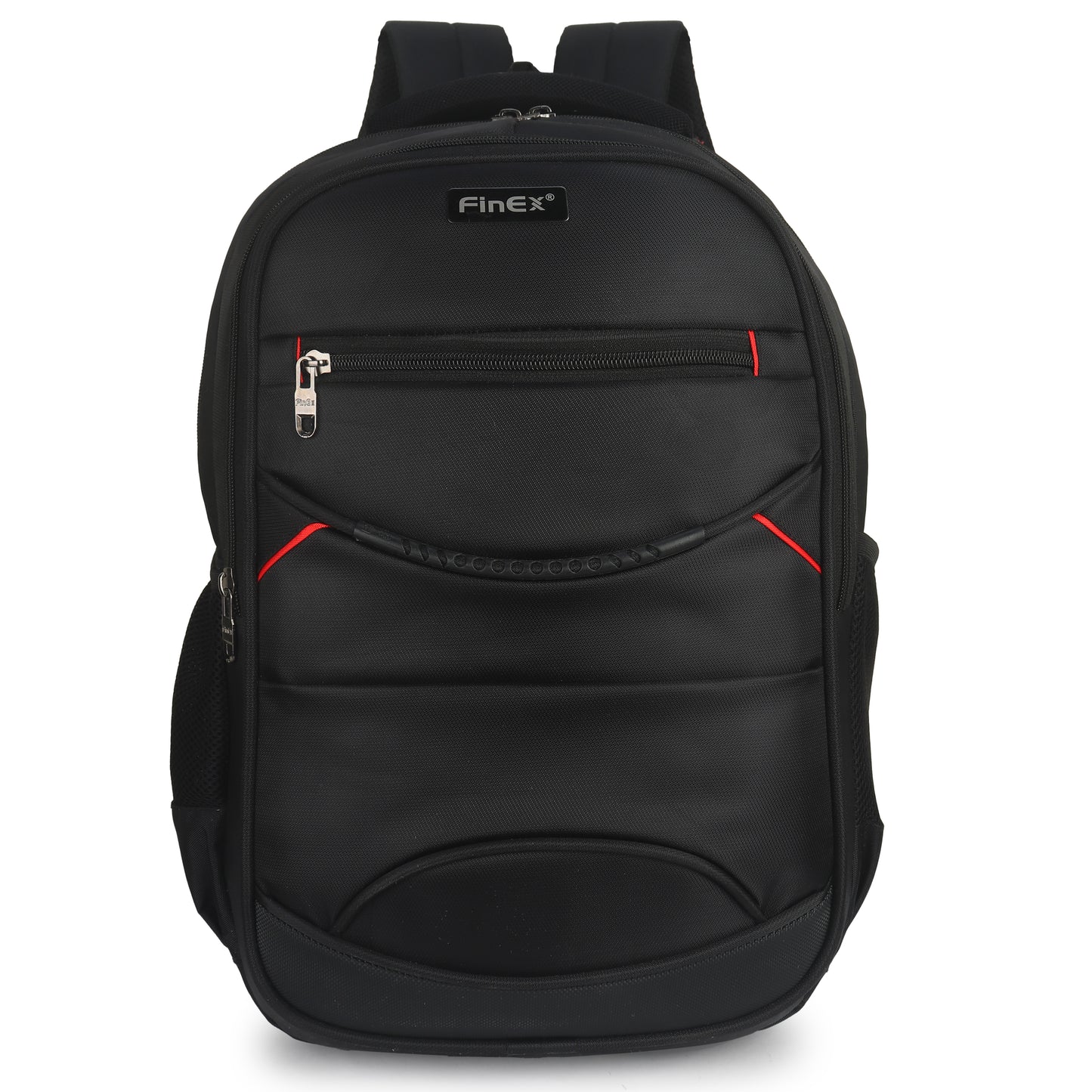 Travel Laptop Backpack, Multi-Compartment Design with Red Accents, Black