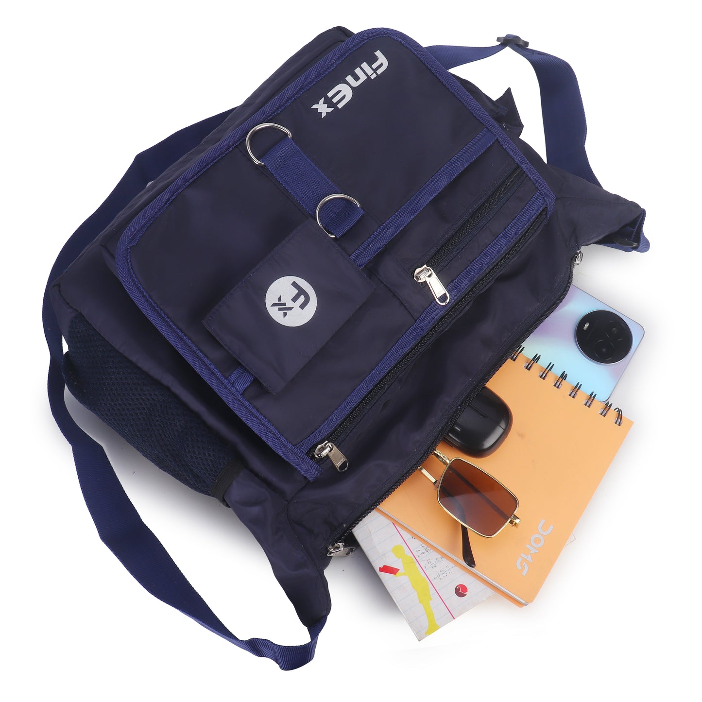 Cross body Sling Bag, Black, Multiple Pockets, Adjustable Shoulder Strap