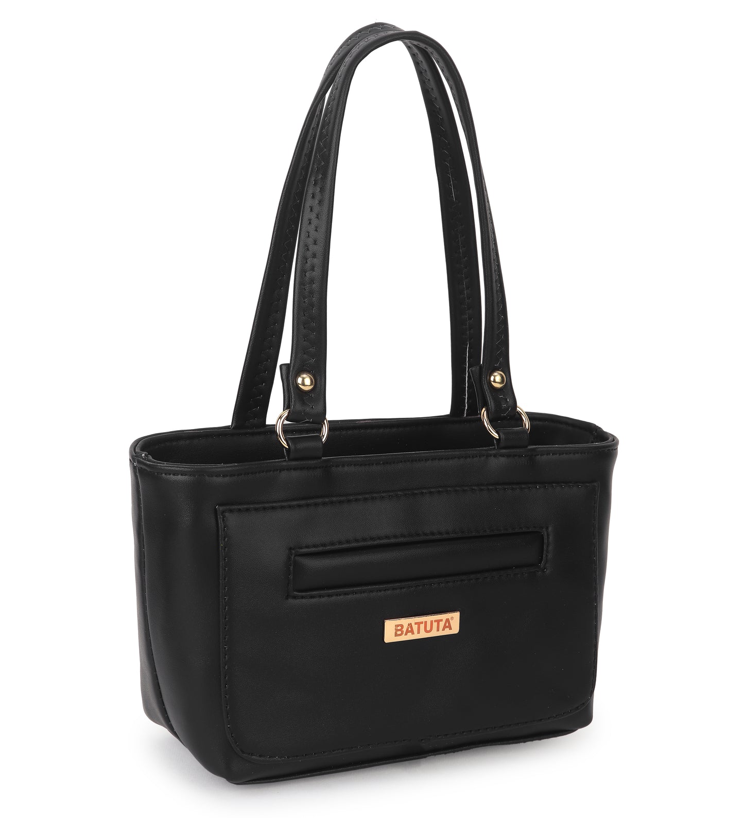 BATUTA - Women's PU Leather Small Handbag, Classic Tote Purse with Front Pocket, (Pink)