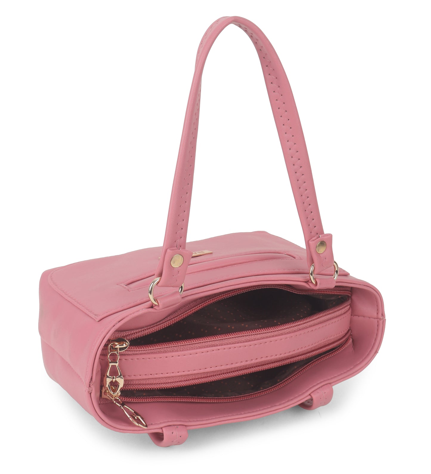 BATUTA - Women's PU Leather Small Handbag, Classic Tote Purse with Front Pocket, (Pink)