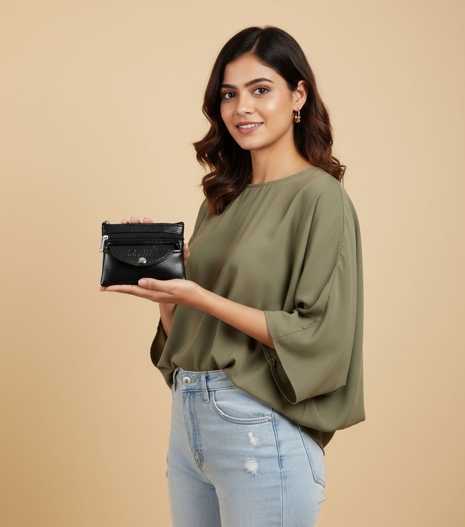 Coin Purse Artificial Leather Organiser Card Holder Pouch Case Wallets Blouse Purse for Women and Girls