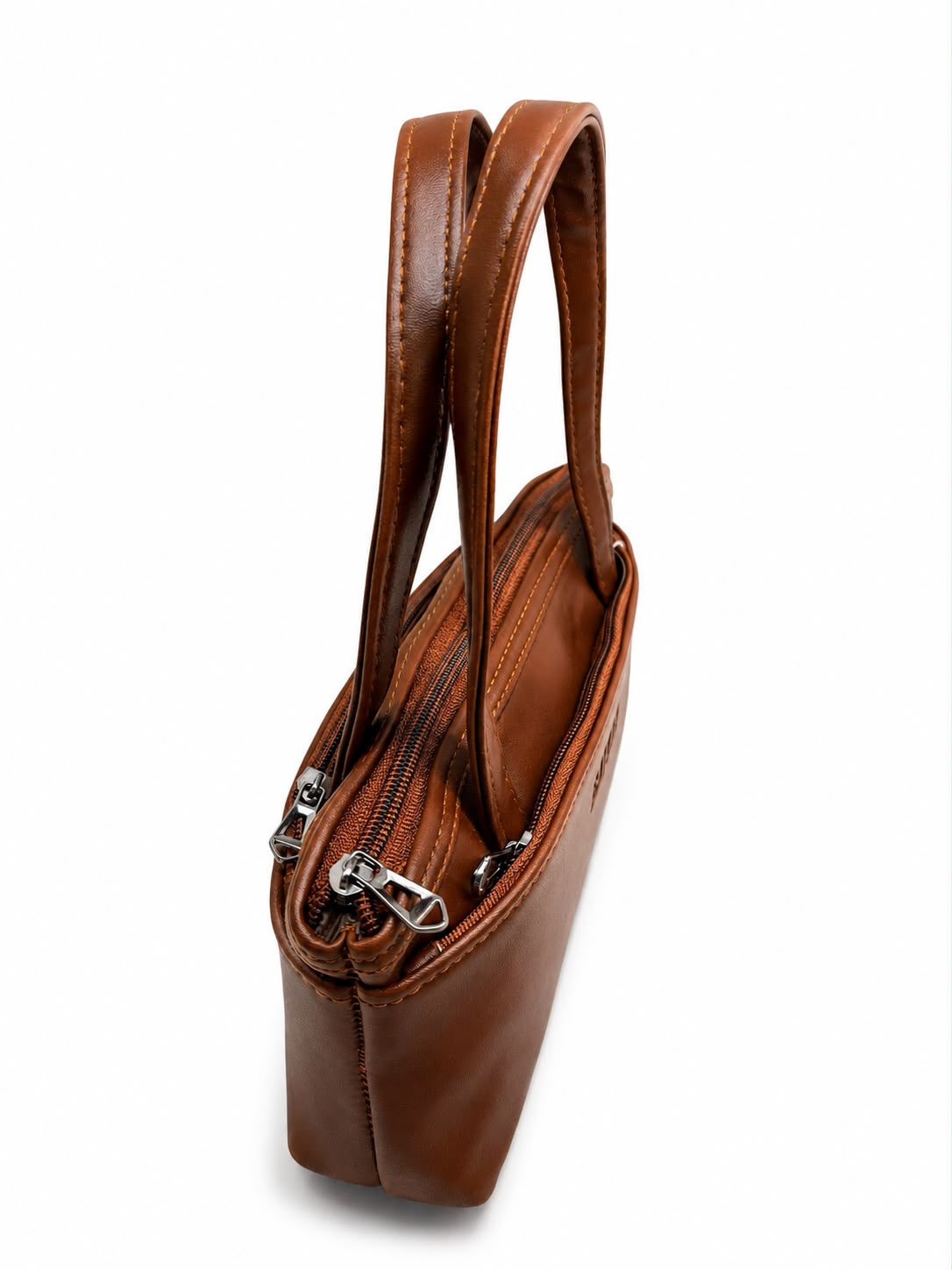 Women’s Premium PU Leather Handbag | Triple Zip Tote Bag | Stylish Mini Handy Purse for Daily Use