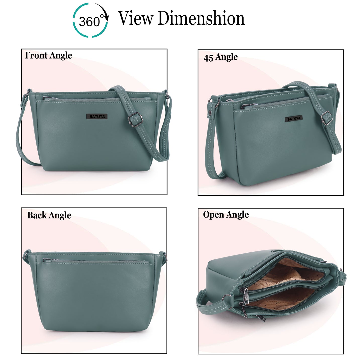 BATUTA Women's Girls Cross Body Sling Bag with Height Adjustable Belt