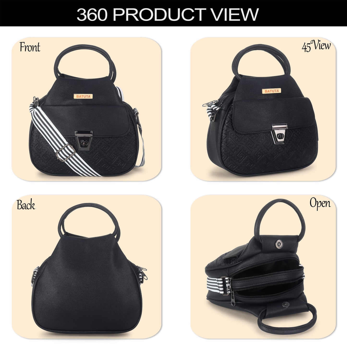 Women's Multi-Zipper Sling Bag, PU Leather Crossbody Purse,
