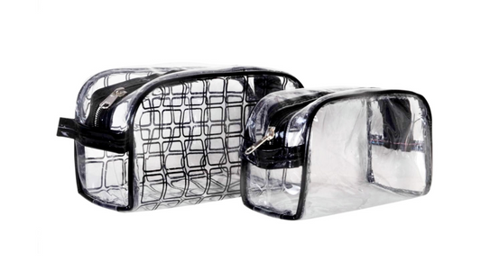 BATUTA Transparent Cosmetic Pouch Makeup Jewellery Organizer Pouch Accessories Organizers Pouch Makeup Kits Set of 2 Pouch Zippered Toiletry Bag for Men & Women