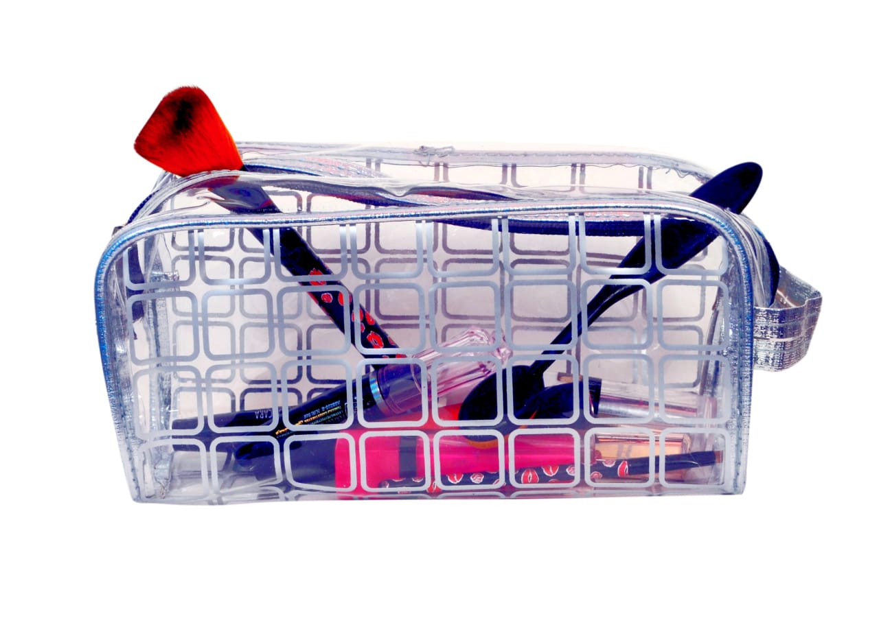 BATUTA Transparent Cosmetic Pouch Makeup Jewellery Organizer Pouch Accessories Organizers Pouch Makeup Kits Set of 2 Pouch Zippered Toiletry Bag for Men & Women