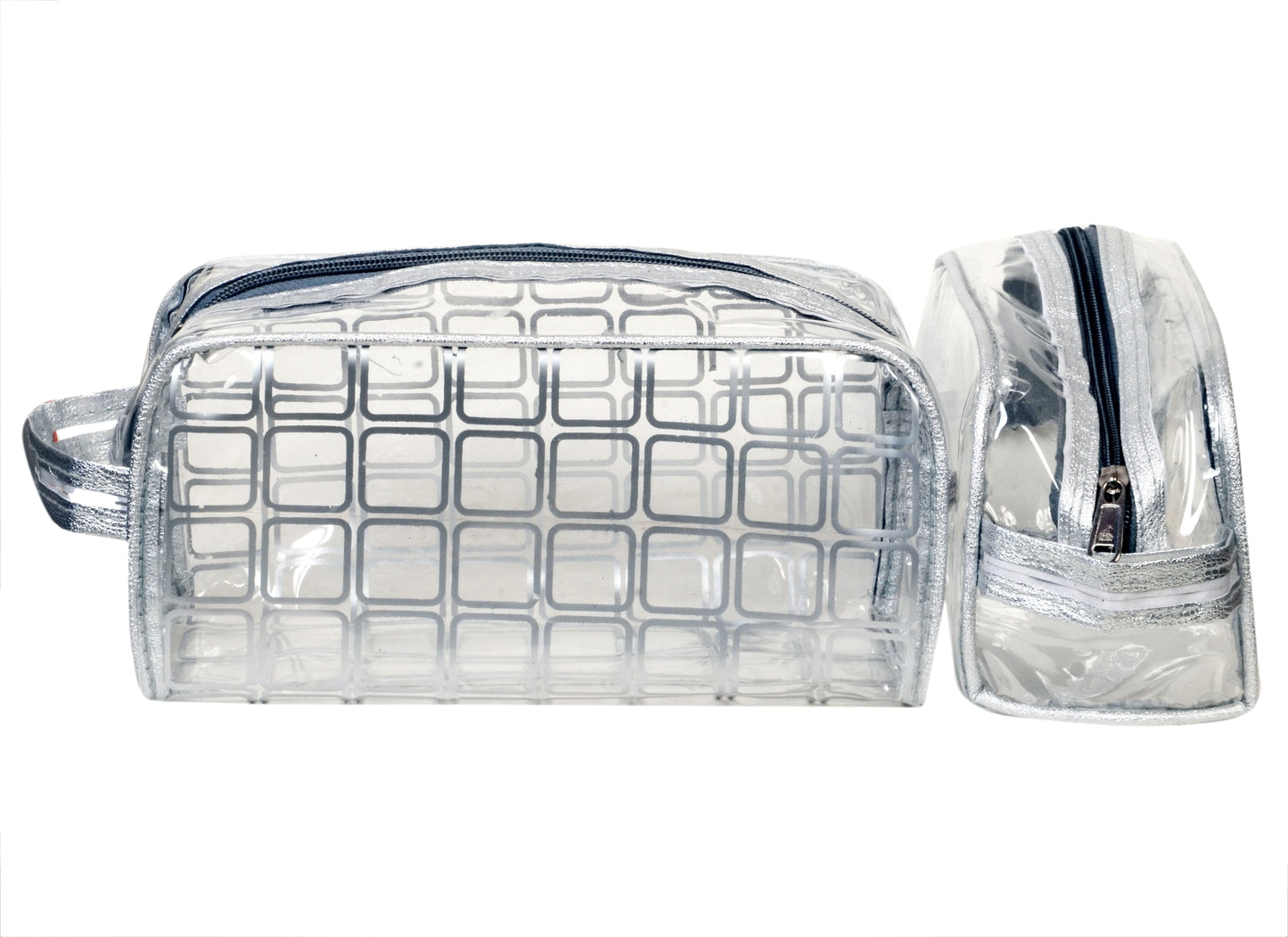 BATUTA Transparent Cosmetic Pouch Makeup Jewellery Organizer Pouch Accessories Organizers Pouch Makeup Kits Set of 2 Pouch Zippered Toiletry Bag for Men & Women