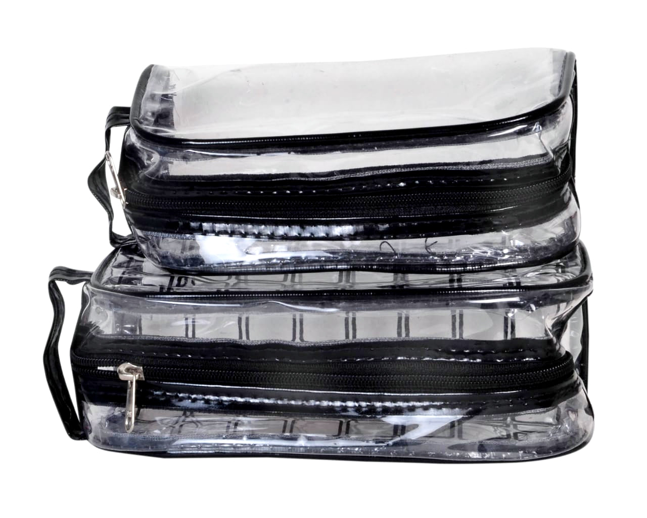 BATUTA Transparent Cosmetic Pouch Makeup Jewellery Organizer Pouch Accessories Organizers Pouch Makeup Kits Set of 2 Pouch Zippered Toiletry Bag for Men & Women