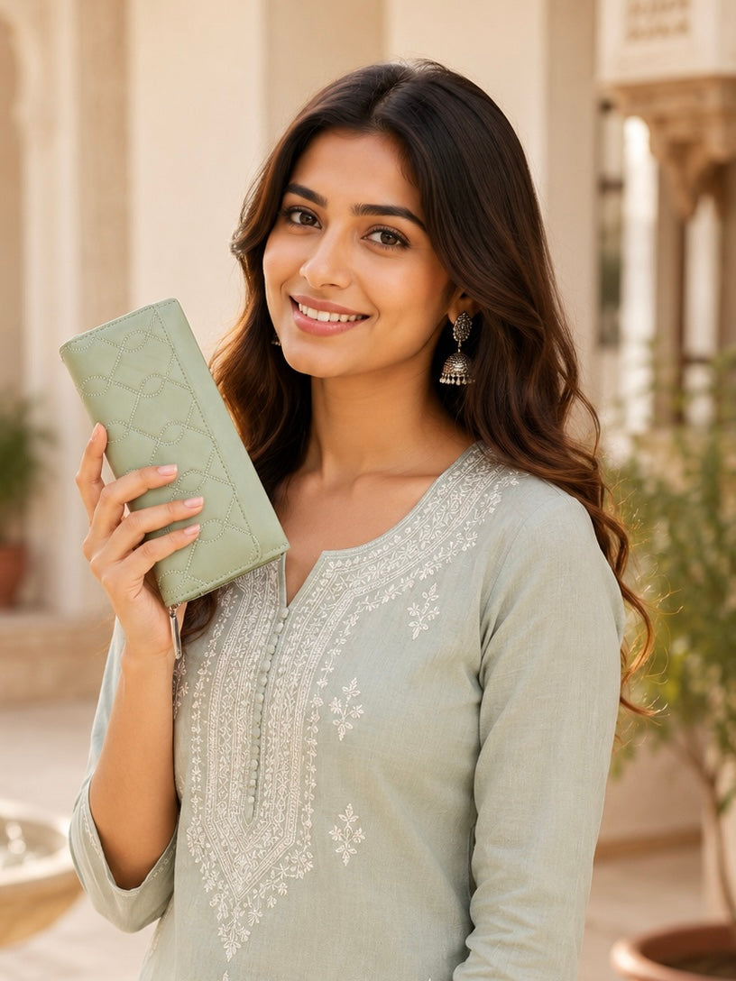 BATUTA Women’s Long Wallet | PU Leather Clutch Wallet for Women | 2 Zip | Multiple Card Slots | Cash & Mobile Holder