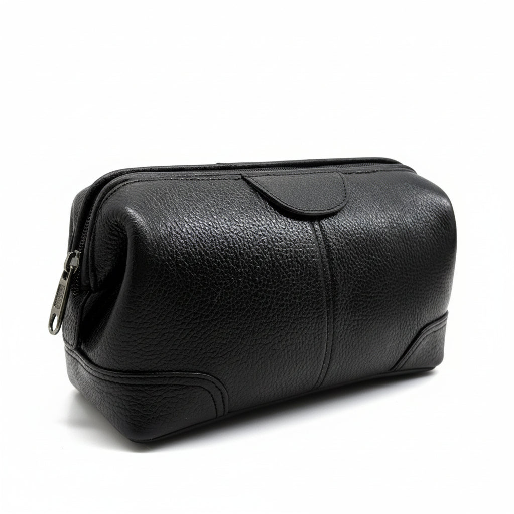 BATUTA Genuine Leather Toiletry Bag for Men & Women | Travel Shaving Kit Pouch | Single Section Variants | Vintage Brown & Black | Unisex  Kit Organizer