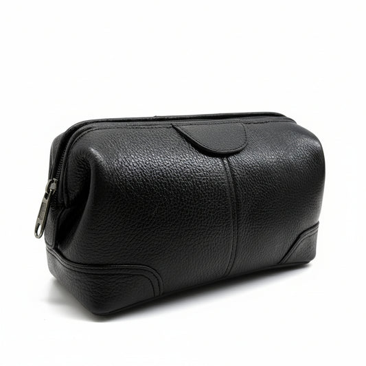 BATUTA Genuine Leather Toiletry Bag for Men & Women | Travel Shaving Kit Pouch | Single Section Variants | Vintage Brown & Black | Unisex  Kit Organizer