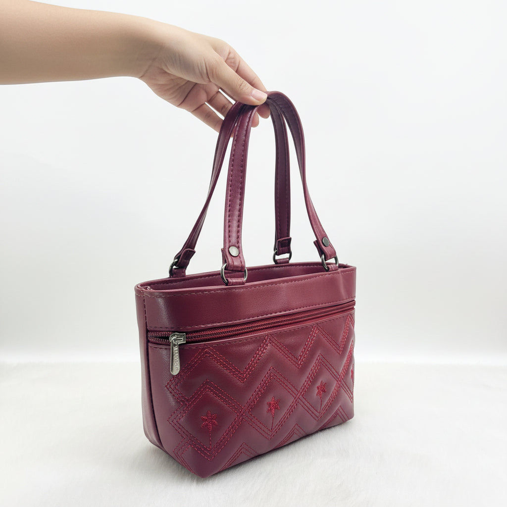Women Stylish PU Leather Handbag | Small Tote Bag for Daily Use | Zipper Closure Hand Purse for Girls & Women