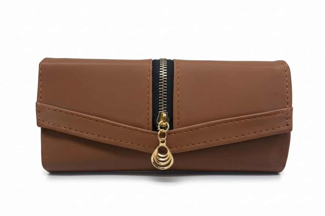 Elegant Women’s Multi-Compartment Long Wallet with Zipper Pocket & Magnetic Closure