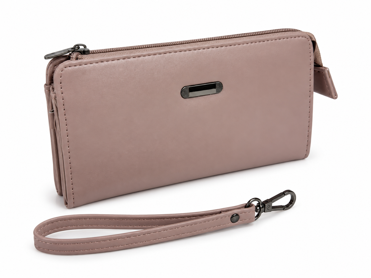 BATUTA Women’s Zip Around Clutch Wallet | PU Leather Ladies Wallet | Multi Compartment Purse with Card Slots, Cash Sections, Coin Pocket & Wrist Strap
