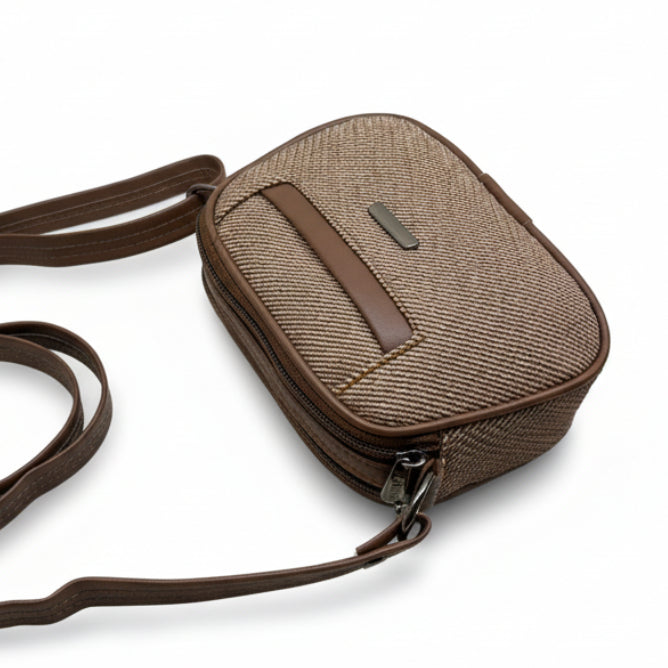 Women Compact Sling Bag | Small Crossbody Shoulder Bag | Multi Pocket | 2 Compartments | Adjustable Strap