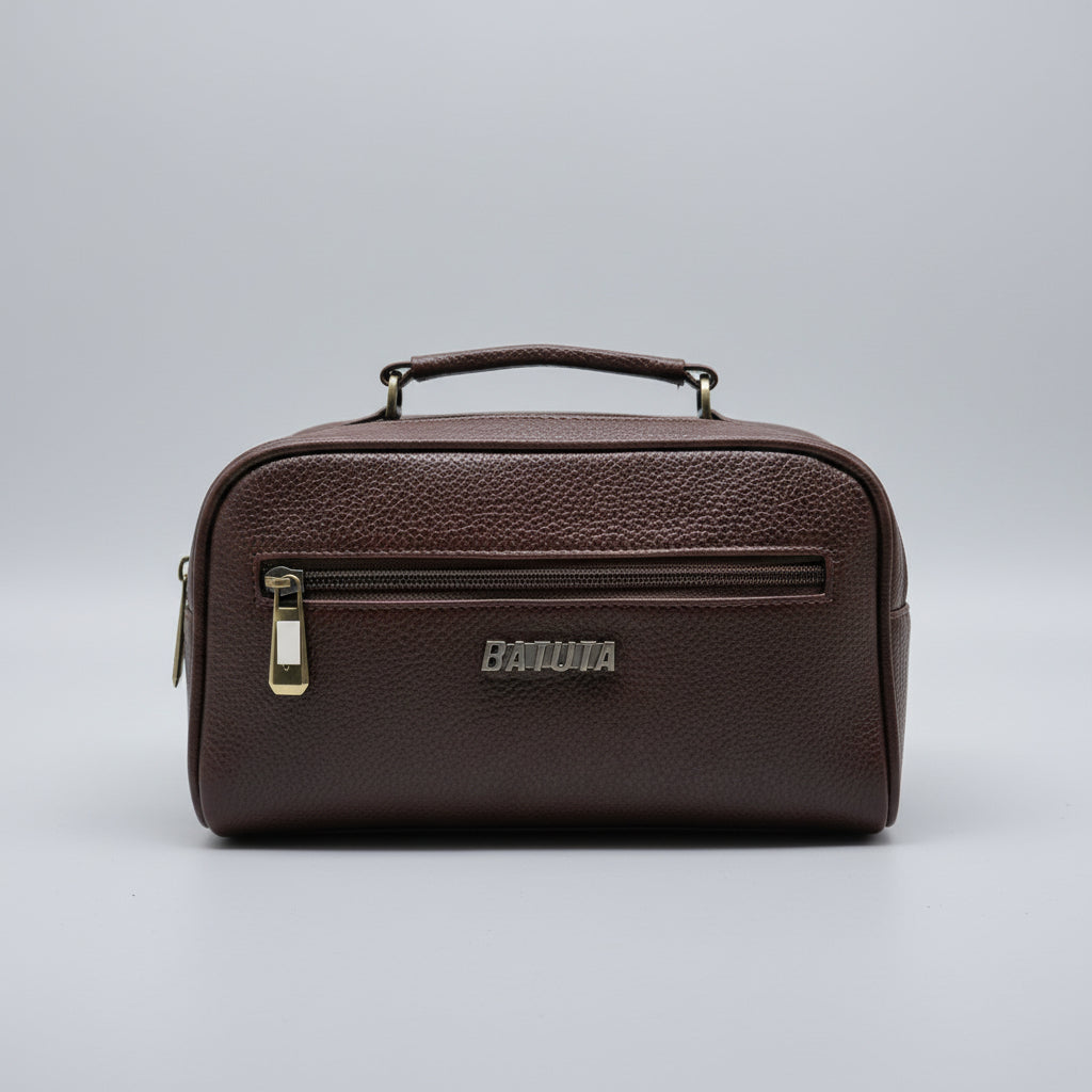 BATUTA Genuine Leather Toiletry Bag for Men & Women | Travel Shaving Kit Pouch | Two Section Variants | Vintage Brown & Black | Unisex Kit Organizer