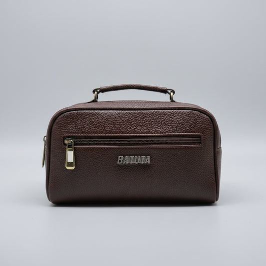 BATUTA Genuine Leather Toiletry Bag for Men & Women | Travel Shaving Kit Pouch | Two Section Variants | Vintage Brown & Black | Unisex Kit Organizer