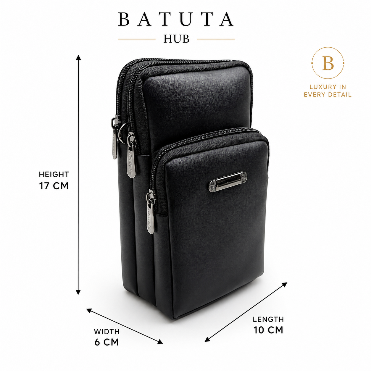 BATUTA HUB Women’s Mobile Sling Bag | Multi Pocket Crossbody Bag | 3 Zip Compartments | Adjustable Shoulder Strap Compact Travel Organizer Purse for Daily Use