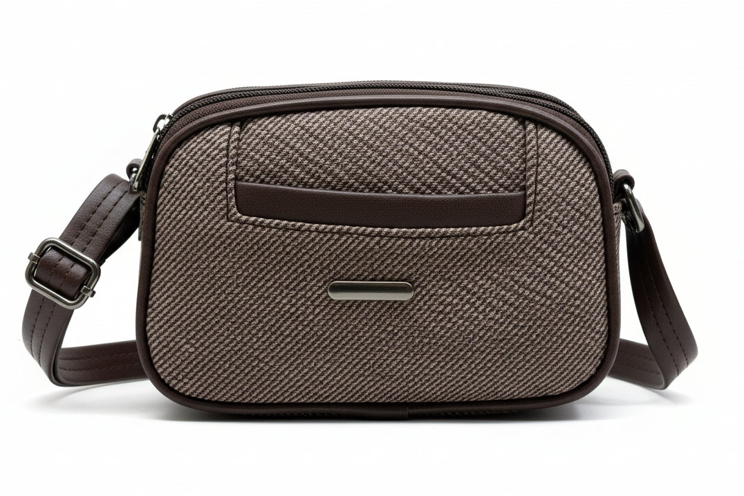 Women Compact Sling Bag | Small Crossbody Shoulder Bag | Multi Pocket | 2 Compartments | Adjustable Strap