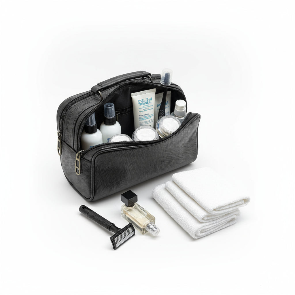 BATUTA Genuine Leather Toiletry Bag for Men & Women | Travel Shaving Kit Pouch | Two Section Variants | Vintage Brown & Black | Unisex Kit Organizer