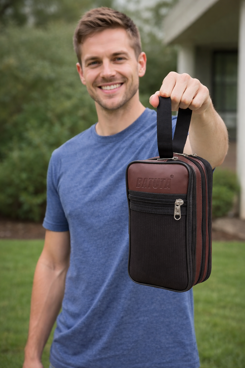 Premium Multi Zip Shaving Pouch for Men | Travel Toiletry Organizer Bag | Waterproof Grooming Kit Storage Pouch