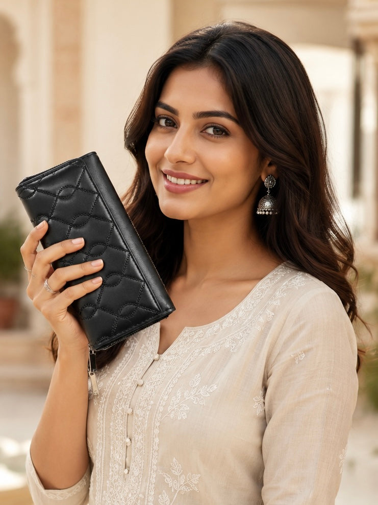 BATUTA Women’s Long Wallet | PU Leather Clutch Wallet for Women | 2 Zip | Multiple Card Slots | Cash & Mobile Holder