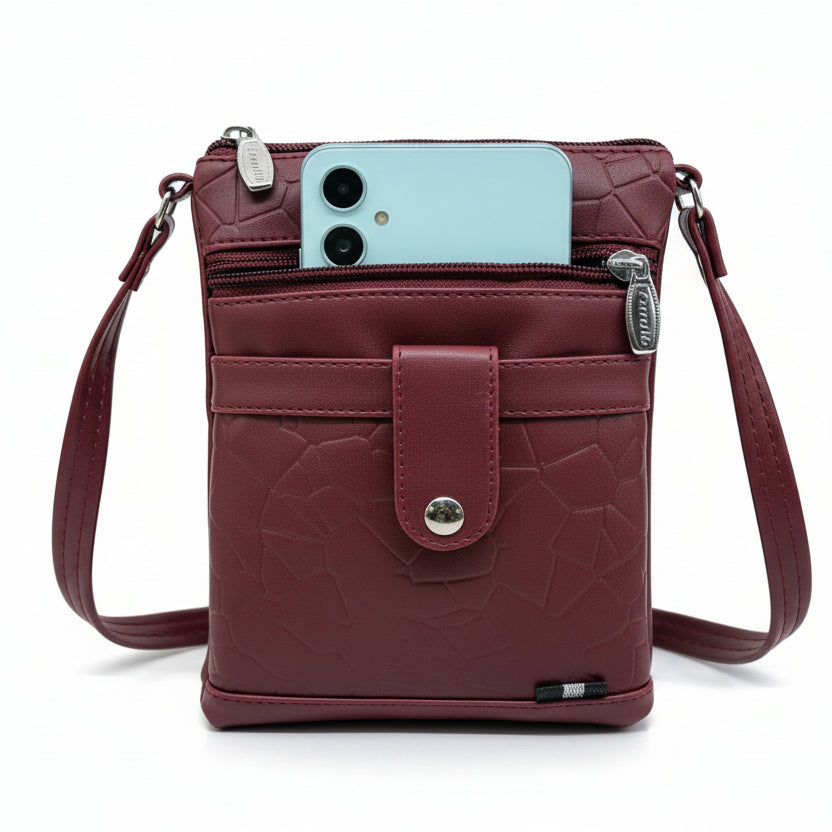 Women Crossbody Sling Bag | Premium PU Leather Small Side Bag for Girls & Ladies | Adjustable Strap | Multiple Zipper Pockets | Lightweight Daily Use Purse