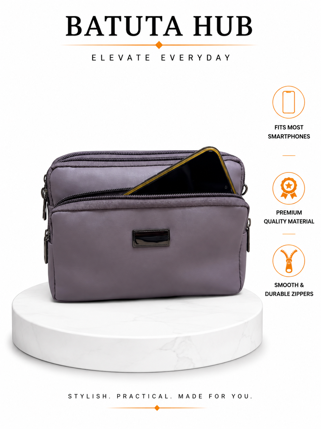 Women's Premium Crossbody Sling Bag | Triple Zip | Spacious Everyday Shoulder Bag