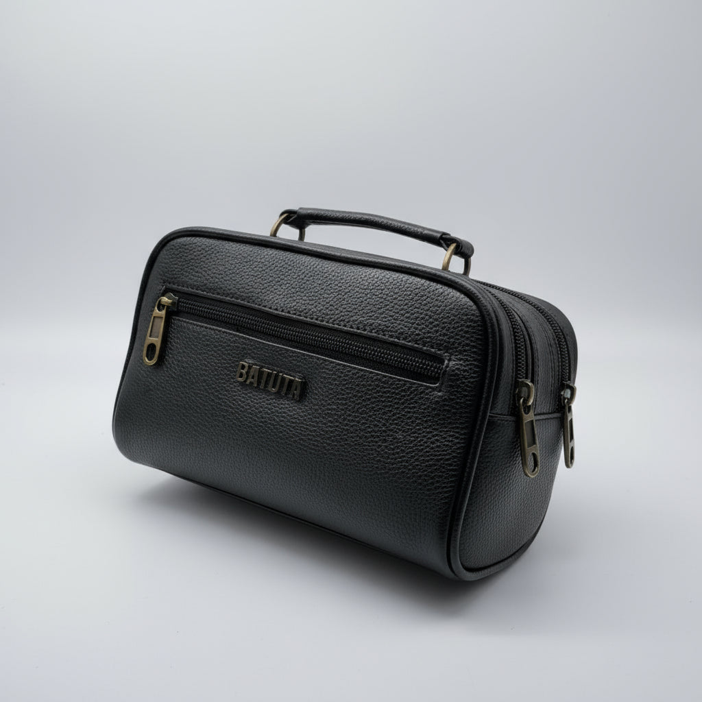 BATUTA Genuine Leather Toiletry Bag for Men & Women | Travel Shaving Kit Pouch | Two Section Variants | Vintage Brown & Black | Unisex Kit Organizer