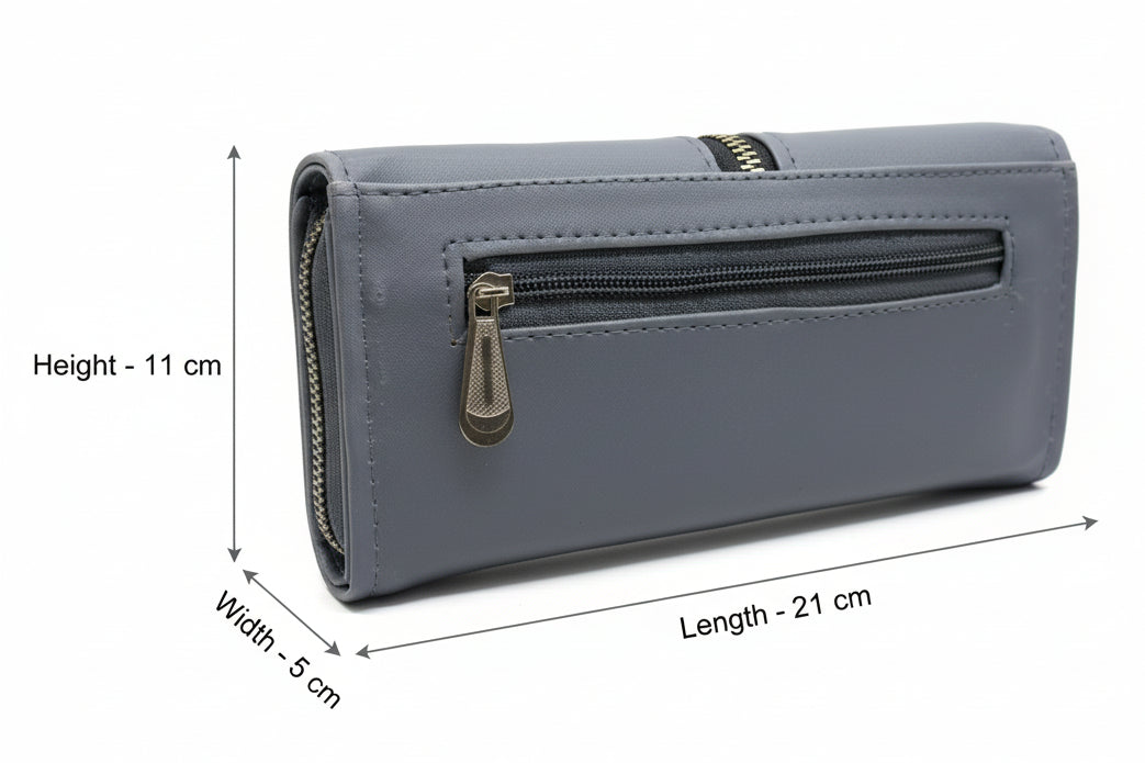 Elegant Women’s Multi-Compartment Long Wallet with Zipper Pocket & Magnetic Closure