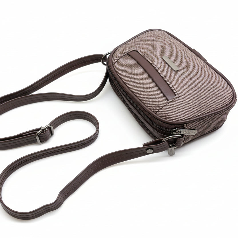 Women Compact Sling Bag | Small Crossbody Shoulder Bag | Multi Pocket | 2 Compartments | Adjustable Strap