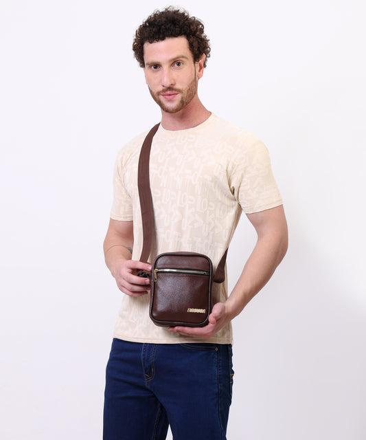 Men's and Women's Genuine Leather Sling Bag | Crossbody Shoulder Bag for Travel & Office | Vegan Leather Bag with Adjustable Strap & Spacious Design