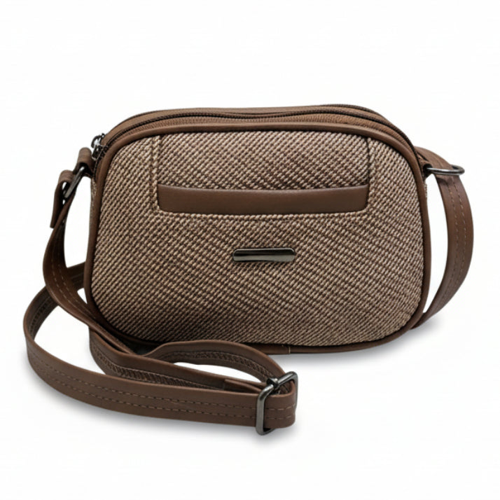 Women Compact Sling Bag | Small Crossbody Shoulder Bag | Multi Pocket | 2 Compartments | Adjustable Strap