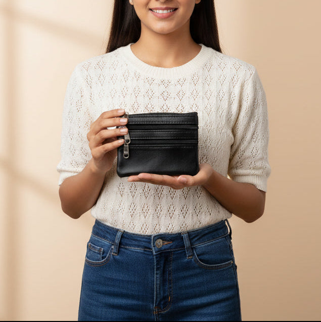 Coin Purse Genuine Leather Organiser Card Holder Pouch Case Wallets Blouse Purse for Women and Girls Pack of one