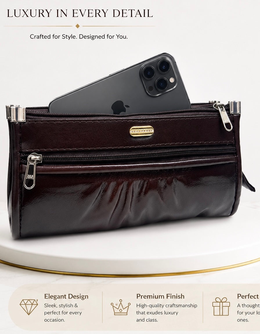 Multiple Pocket  Artificial Leather Clutch for Women
